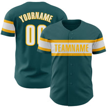 Charger l&#39;image dans la galerie, Custom Midnight Green White-Gold Authentic Baseball Jersey
