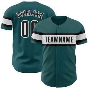 Custom Midnight Green Black-White Authentic Baseball Jersey