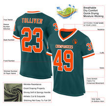 Загрузить изображение в средство просмотра галереи, Custom Midnight Green Orange-White Mesh Authentic Throwback Football Jersey
