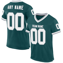 Загрузить изображение в средство просмотра галереи, Custom Midnight Green White-Gray Mesh Authentic Throwback Football Jersey
