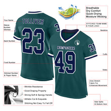 Загрузить изображение в средство просмотра галереи, Custom Midnight Green Navy-White Mesh Authentic Throwback Football Jersey
