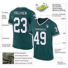 Загрузить изображение в средство просмотра галереи, Custom Midnight Green White-Black Mesh Authentic Throwback Football Jersey
