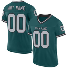 Laden Sie das Bild in den Galerie-Viewer, Custom Midnight Green Gray-Black Mesh Authentic Throwback Football Jersey
