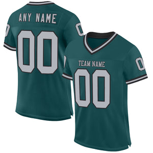 Custom Midnight Green Gray-Black Mesh Authentic Throwback Football Jersey