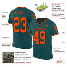 Загрузить изображение в средство просмотра галереи, Custom Midnight Green Orange-Black Mesh Authentic Throwback Football Jersey
