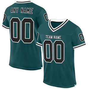 Custom Midnight Green Black-White Mesh Authentic Throwback Football Jersey