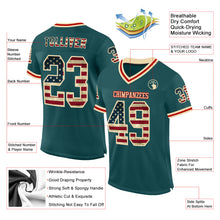 Загрузить изображение в средство просмотра галереи, Custom Midnight Green Vintage USA Flag Cream-Red Mesh Authentic Throwback Football Jersey
