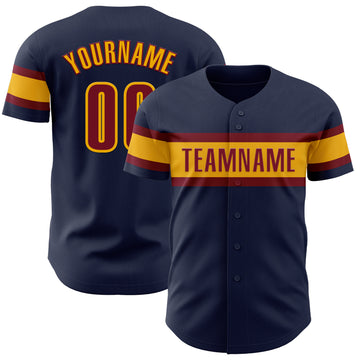 Custom Navy Crimson-Gold Authentic Baseball Jersey