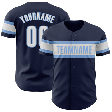 Custom Navy White-Light Blue Authentic Baseball Jersey