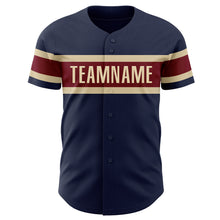 Load image into Gallery viewer, Custom Navy Vintage USA Flag Cream-Crimson Authentic Baseball Jersey
