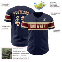 Load image into Gallery viewer, Custom Navy Vintage USA Flag Cream-Crimson Authentic Baseball Jersey
