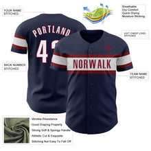 Load image into Gallery viewer, Custom Navy White-Crimson Authentic Baseball Jersey
