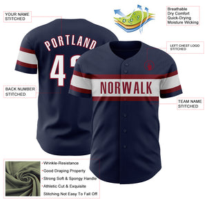 Custom Navy White-Crimson Authentic Baseball Jersey