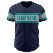 Load image into Gallery viewer, Custom Navy Gray-Teal Authentic Baseball Jersey
