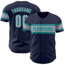 Load image into Gallery viewer, Custom Navy Gray-Teal Authentic Baseball Jersey
