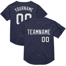 Charger l&#39;image dans la galerie, Custom Navy White Mesh Authentic Throwback Baseball Jersey
