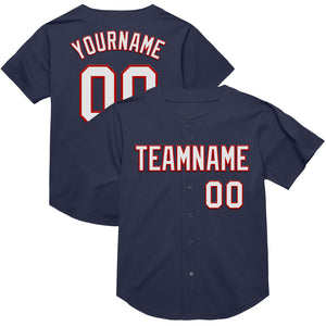 Custom Navy White-Red Mesh Authentic Throwback Baseball Jersey