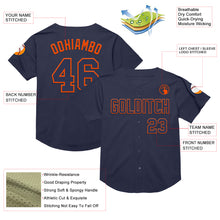 Charger l&#39;image dans la galerie, Custom Navy Orange Mesh Authentic Throwback Baseball Jersey
