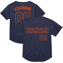 Charger l&#39;image dans la galerie, Custom Navy Orange Mesh Authentic Throwback Baseball Jersey
