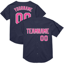 Charger l&#39;image dans la galerie, Custom Navy Pink-White Mesh Authentic Throwback Baseball Jersey
