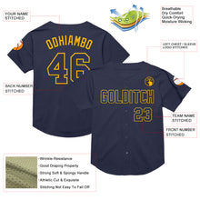 Charger l&#39;image dans la galerie, Custom Navy Gold Mesh Authentic Throwback Baseball Jersey
