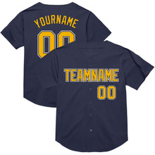 Charger l&#39;image dans la galerie, Custom Navy Gold-White Mesh Authentic Throwback Baseball Jersey
