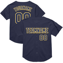 Charger l&#39;image dans la galerie, Custom Navy White-Gold Mesh Authentic Throwback Baseball Jersey
