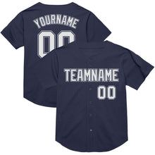 Charger l&#39;image dans la galerie, Custom Navy White-Gray Mesh Authentic Throwback Baseball Jersey
