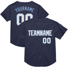 Charger l&#39;image dans la galerie, Custom Navy White-Light Blue Mesh Authentic Throwback Baseball Jersey
