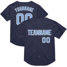 Charger l&#39;image dans la galerie, Custom Navy Light Blue-White Mesh Authentic Throwback Baseball Jersey
