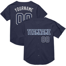 Charger l&#39;image dans la galerie, Custom Navy White-Light Blue Mesh Authentic Throwback Baseball Jersey
