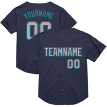 Charger l&#39;image dans la galerie, Custom Navy Gray-Teal Mesh Authentic Throwback Baseball Jersey
