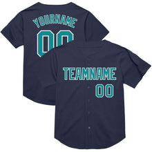 Загрузить изображение в средство просмотра галереи, Custom Navy Teal-White Mesh Authentic Throwback Baseball Jersey
