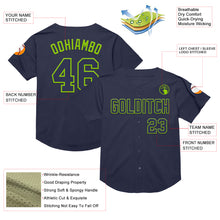 Charger l&#39;image dans la galerie, Custom Navy Neon Green Mesh Authentic Throwback Baseball Jersey
