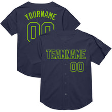 Charger l&#39;image dans la galerie, Custom Navy Neon Green Mesh Authentic Throwback Baseball Jersey
