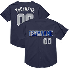 Charger l&#39;image dans la galerie, Custom Navy Gray-Royal Mesh Authentic Throwback Baseball Jersey
