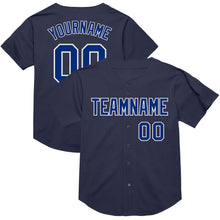 Charger l&#39;image dans la galerie, Custom Navy Royal-White Mesh Authentic Throwback Baseball Jersey
