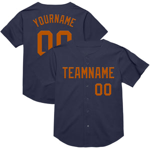 Custom Navy Texas Orange Mesh Authentic Throwback Baseball Jersey