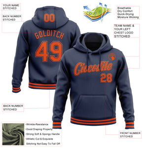 Custom Stitched Navy Orange Sports Pullover Sweatshirt Hoodie