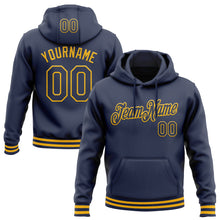 Загрузить изображение в средство просмотра галереи, Custom Stitched Navy Gold Sports Pullover Sweatshirt Hoodie
