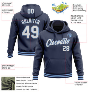 Custom Stitched Navy White-Light Blue Sports Pullover Sweatshirt Hoodie