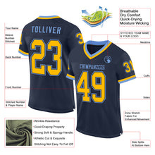 Charger l&#39;image dans la galerie, Custom Navy Gold-Light Blue Mesh Authentic Throwback Football Jersey
