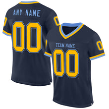 Charger l&#39;image dans la galerie, Custom Navy Gold-Light Blue Mesh Authentic Throwback Football Jersey
