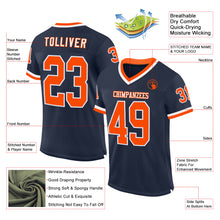 Load image into Gallery viewer, Custom Navy Orange-White Mesh Authentic Throwback Football Jersey
