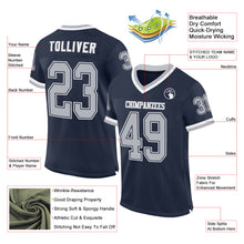 Загрузить изображение в средство просмотра галереи, Custom Navy Gray-White Mesh Authentic Throwback Football Jersey
