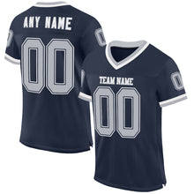 Загрузить изображение в средство просмотра галереи, Custom Navy Gray-White Mesh Authentic Throwback Football Jersey
