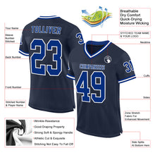 Load image into Gallery viewer, Custom Navy Royal-White Mesh Authentic Throwback Football Jersey
