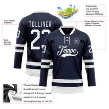 Загрузить изображение в средство просмотра галереи, Custom Navy White Hockey Lace Neck Jersey
