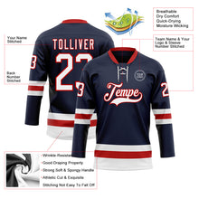 Загрузить изображение в средство просмотра галереи, Custom Navy White-Red Hockey Lace Neck Jersey
