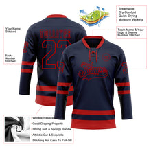 Загрузить изображение в средство просмотра галереи, Custom Navy Red Hockey Lace Neck Jersey
